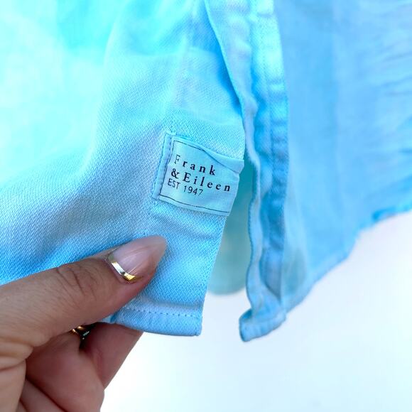 Frank & Eileen Mary Famous Denim Shirtdress Medium Sky Blue Tie Dye Cotton - Picture 4 of 5